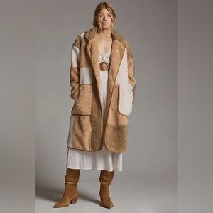 Anthropologie Pilcro Colorblocked Sherpa Coat